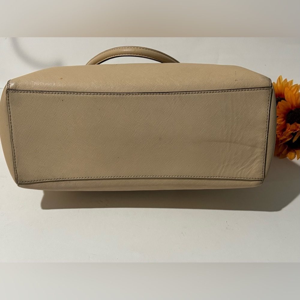 Coach Beige Leather structured Shoulder Bag Everyday work tote - Picture 8 of 11